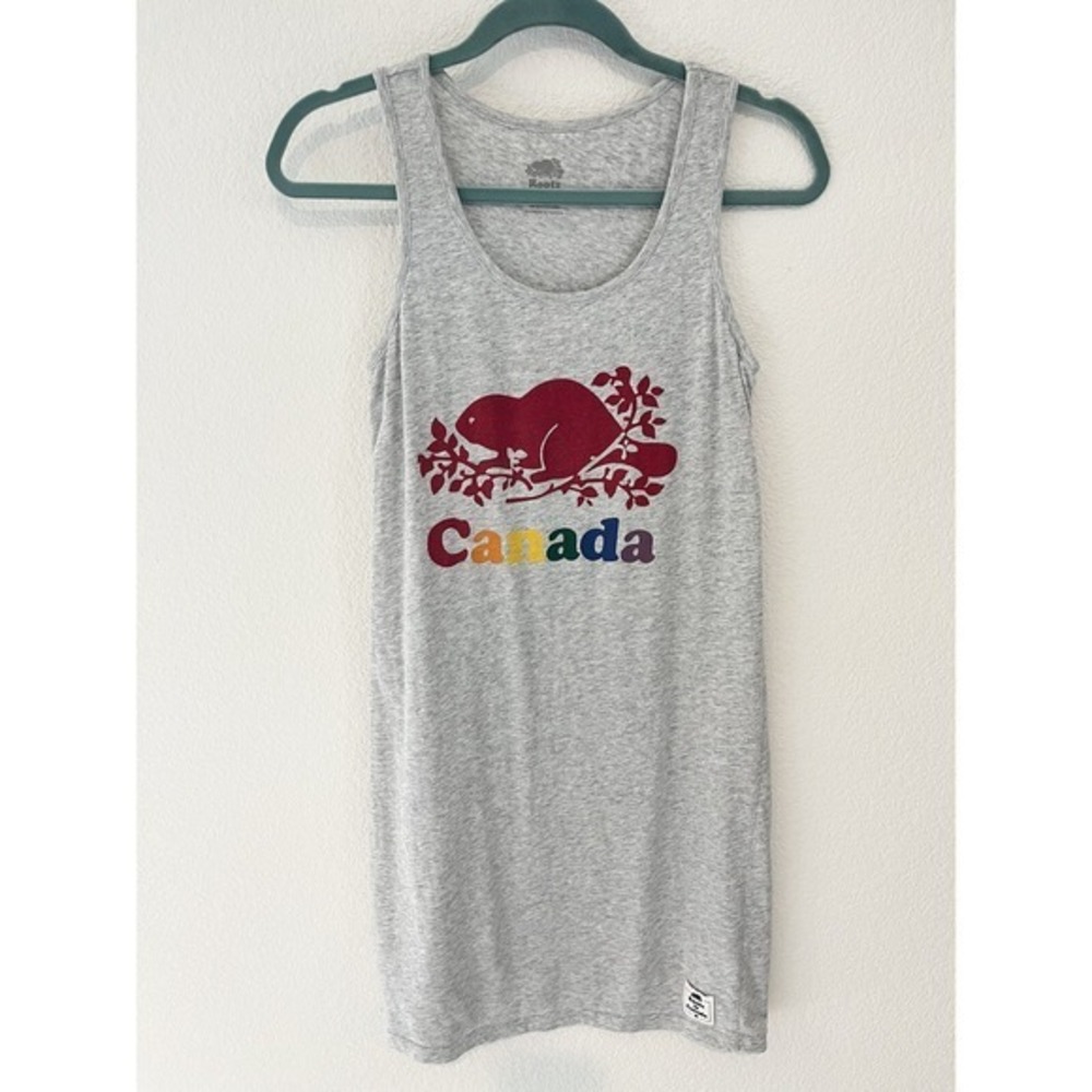 Roots Canada Rainbow Pride Tee Shirt Dress XXS Womens Grey‎ Canada Made